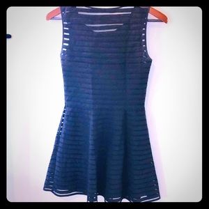 Parker black stripe dress with sheer overlay - XS